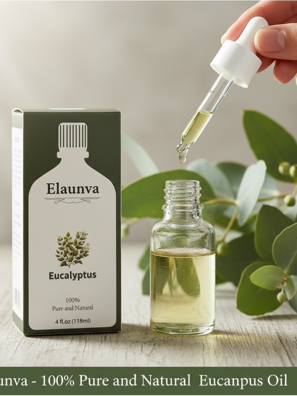Elaunva Eucalyptus Essential Oil – 100% Pure & Natural, 4 fl. oz (118ml)